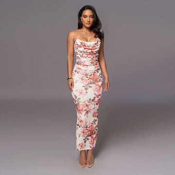 Floral Fantasy Asymmetric Midi Dress