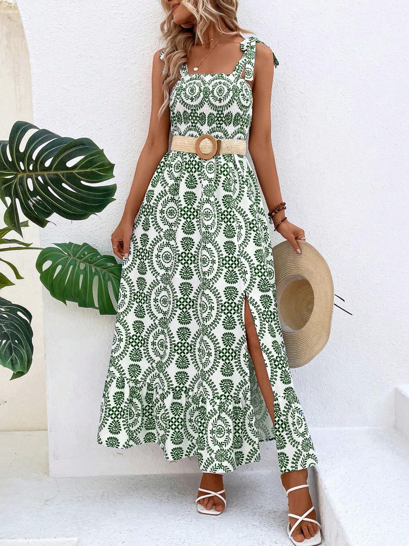 Printed Square Neck Maxi Dress