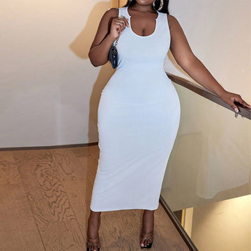 Sleeveless Split Maxi Bodycon Dress