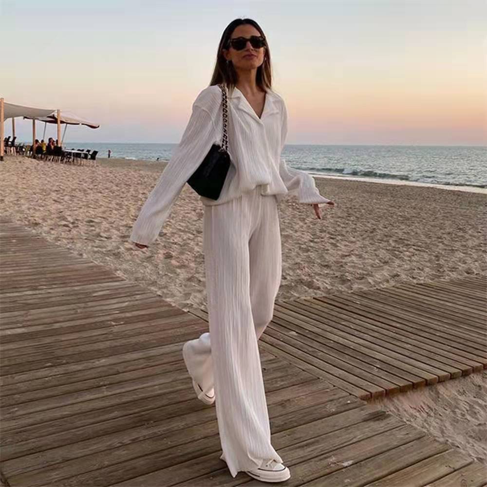Modern Minimalist Collared Long Sleeve Set