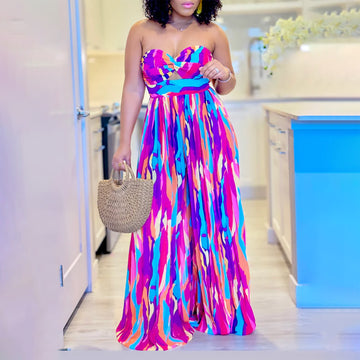 Floral Printed Sweetheart Jumpsuit
