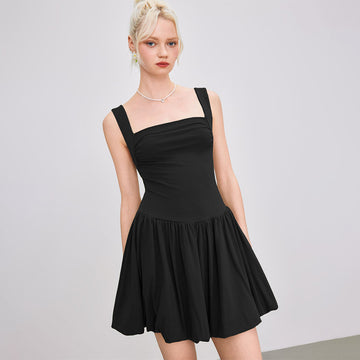 Sophisticated Chic: Square Neck Backless A-Line Dress