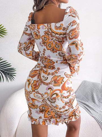 Blooming Elegance V-Neck Ruffled Dress