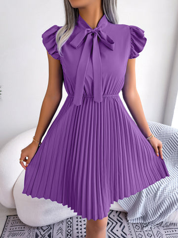 Flutter Sleeve Chiffon A-Line Dress
