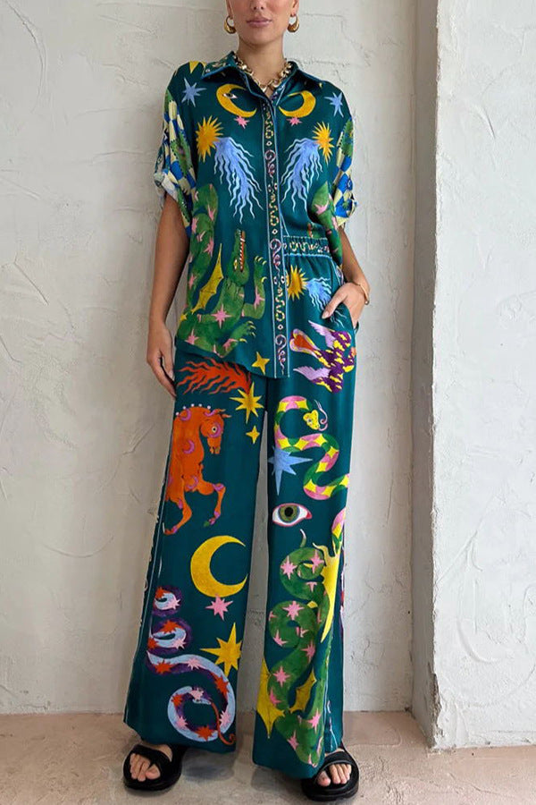 Casual Chic Printed Polyester Set